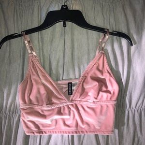 Velvet pink h&m crop top